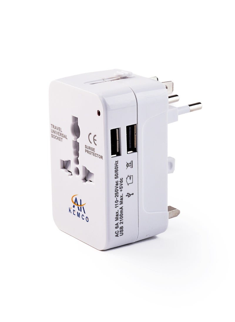AK KEMCO Universal Travel Adapter with USB A port  - Image 1