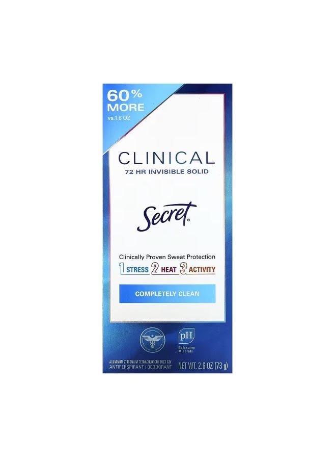 Secret Clinical 72 HR Invisible Solid Deodorant Completely Clean  2.6 oz 73 g - Image 2