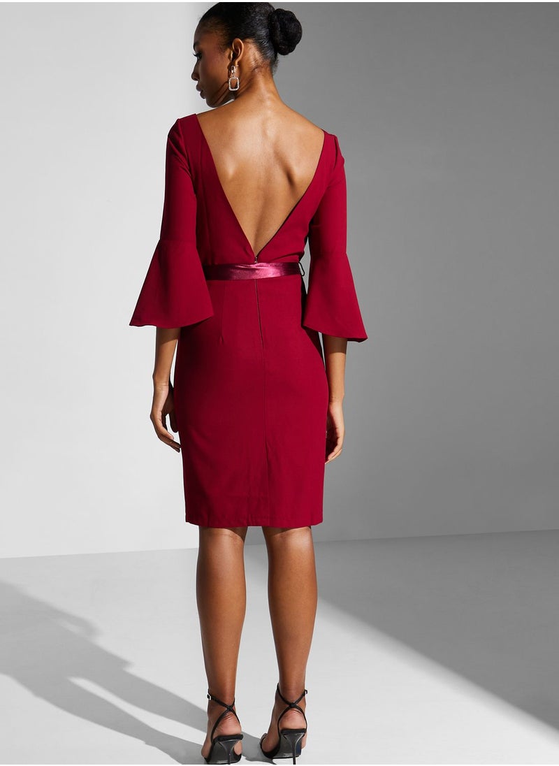 Chi-Chi London - Belted Knitted Dress - Image 1