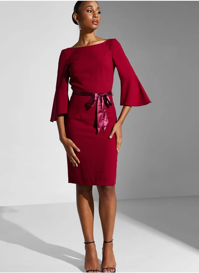 Chi-Chi London Belted Knitted Dress