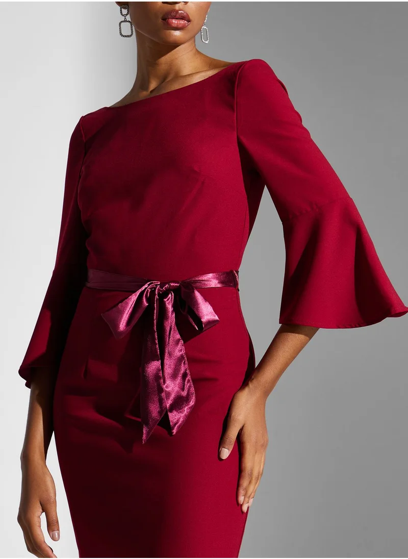 Chi-Chi London Belted Knitted Dress