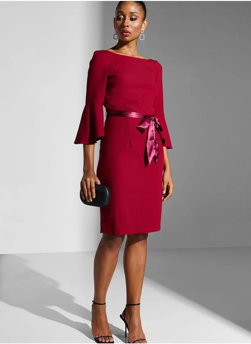 Chi-Chi London Belted Knitted Dress