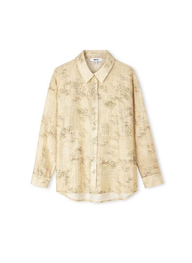 ابيكول قميص مطرز وجاكار