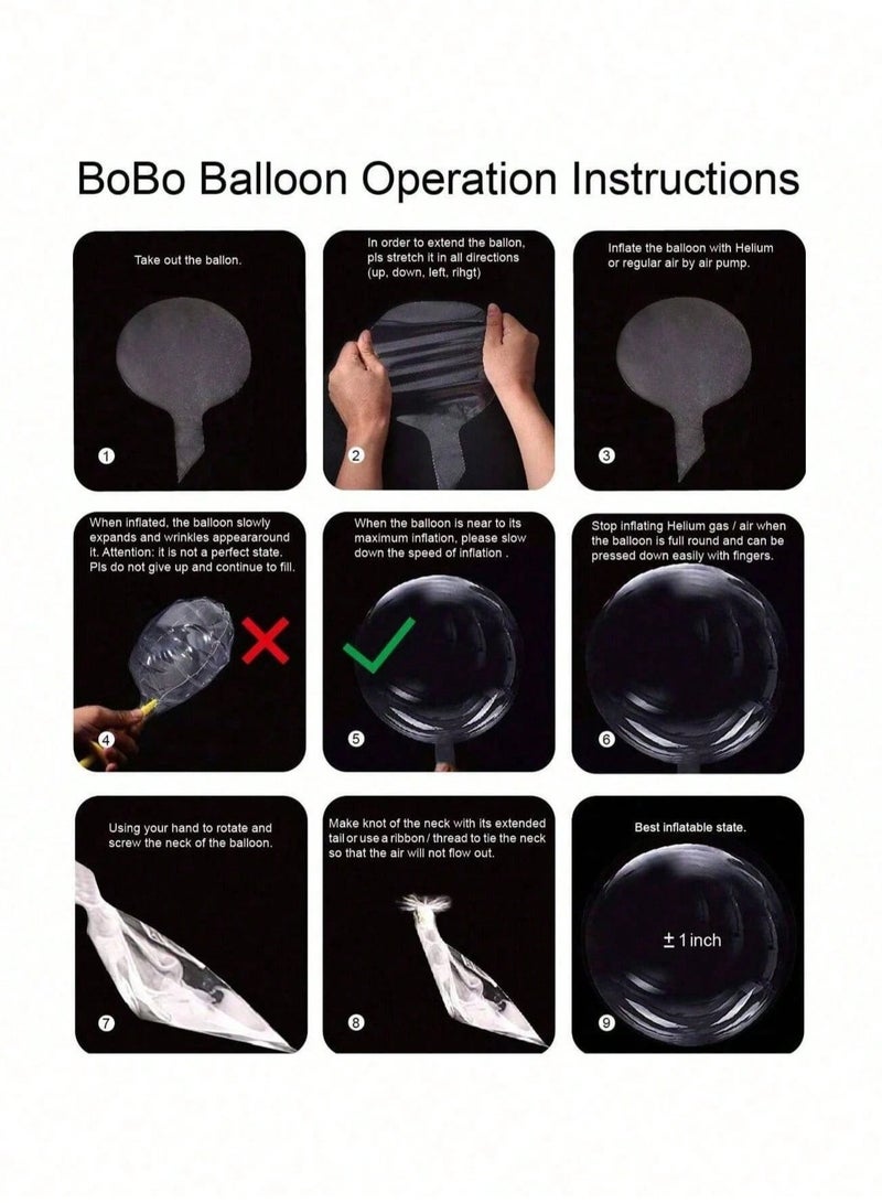 Birthday Decoration Balloon Set – 57 Pieces A set of 57 balloons includes white, black, and transparent balloons, along with 40 black and white bows for decorating the balloons and 2 ribbons. Perfect for birthday parties, engagements, graduations, and all special occasions. - Image 5