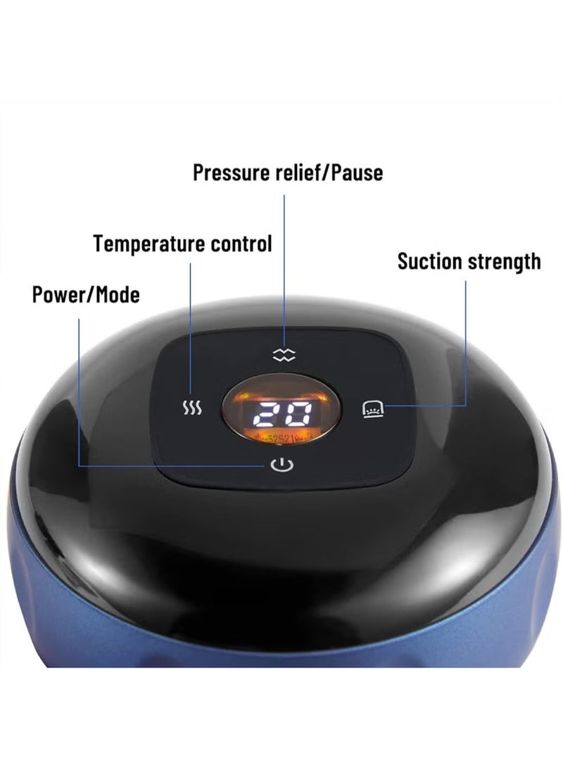 JAJEEK 12-Speed Electronic Cupping Therapy Massager with Smart Heat | Portable Rechargeable Gua Sha & Vacuum Suction Device | Full Body Muscle Pain Relief, Back & Neck Relaxation, Deep Tissue Recovery | Cordless, Easy to Use & Skin Safe | Compact Blue Design for Home, Gym & Travel - Image 5