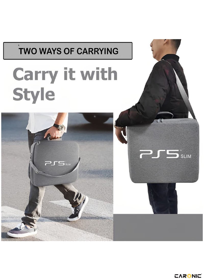 CARONIC Storage Bag For PS5 Slim Console Carrying Case Compatible For Playstation 5 Slim  - Image 5