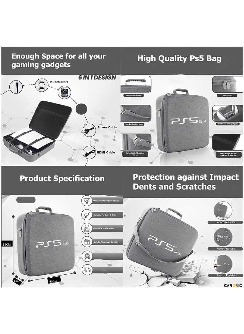 CARONIC - Storage Bag For PS5 Slim Console Carrying Case Compatible For Playstation 5 Slim - Image 1