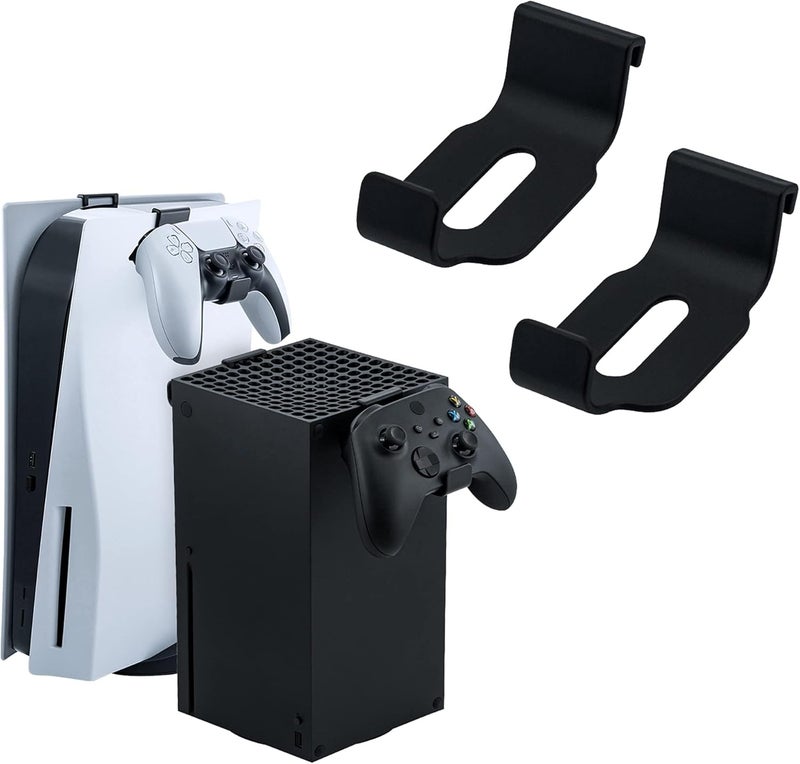 الثلاثة الكبار حامل سماعات الرأس وجهاز التحكم BIGTHREE لجهاز PS5/Xbox/XS - حامل قوس تخزين أسود مزدوج لجهاز Xbox Series X، حامل سماعات PS5 - Image 1