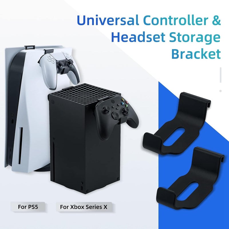الثلاثة الكبار حامل سماعات الرأس وجهاز التحكم BIGTHREE لجهاز PS5/Xbox/XS - حامل قوس تخزين أسود مزدوج لجهاز Xbox Series X، حامل سماعات PS5 - Image 2