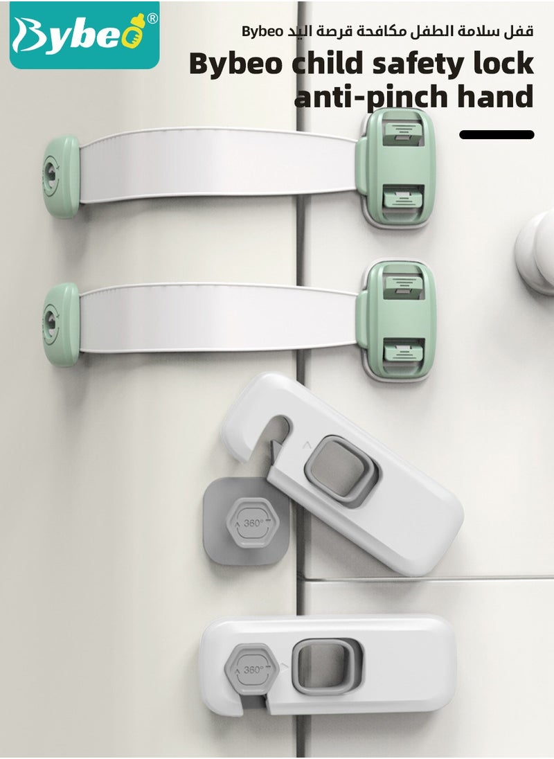 Bybeo 6-Piece Baby Safety Locks, Kids Security Locks Set, Adjustable Children Safety Locker for Freezer, Cabinet, Drawers, Door, 3M Adhesive Pads, No Drilling, Ideal for Toddlers Children and Kids  - Image 2