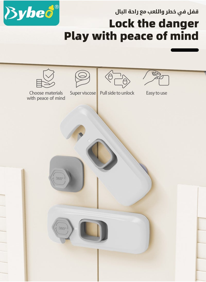 Bybeo 6-Piece Baby Safety Locks, Kids Security Locks Set, Adjustable Children Safety Locker for Freezer, Cabinet, Drawers, Door, 3M Adhesive Pads, No Drilling, Ideal for Toddlers Children and Kids  - Image 5