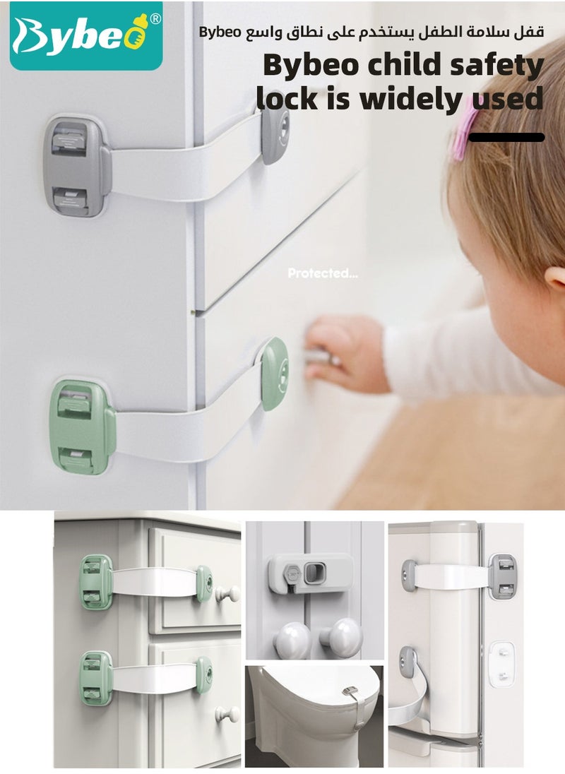 Bybeo 6-Piece Baby Safety Locks, Kids Security Locks Set, Adjustable Children Safety Locker for Freezer, Cabinet, Drawers, Door, 3M Adhesive Pads, No Drilling, Ideal for Toddlers Children and Kids  - Image 4