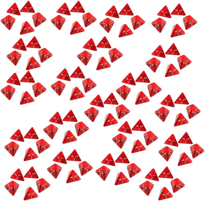klarako100 Pieces Red Gem Polyhedral Dices Set D4 Die Fourklarakosided Dice for Table Games - Image 1