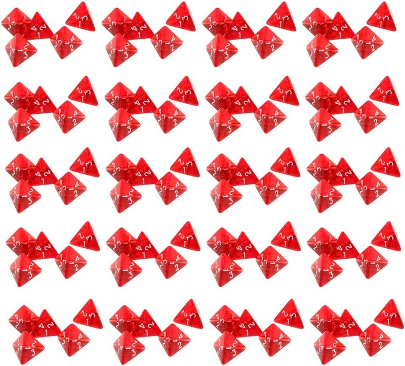 klarako100 Pieces Red Gem Polyhedral Dices Set D4 Die Fourklarakosided Dice for Table Games - Image 3