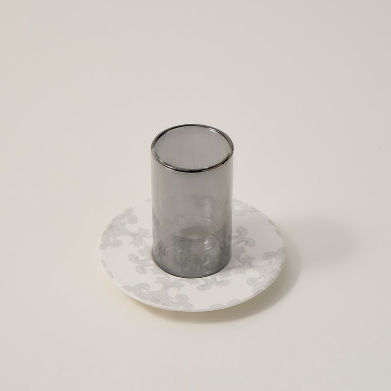 دلتي طقم أكواب شاي وفناجين قهوة سعودية زجاج وبورسلان أبيض 18 قطعة - Image 2