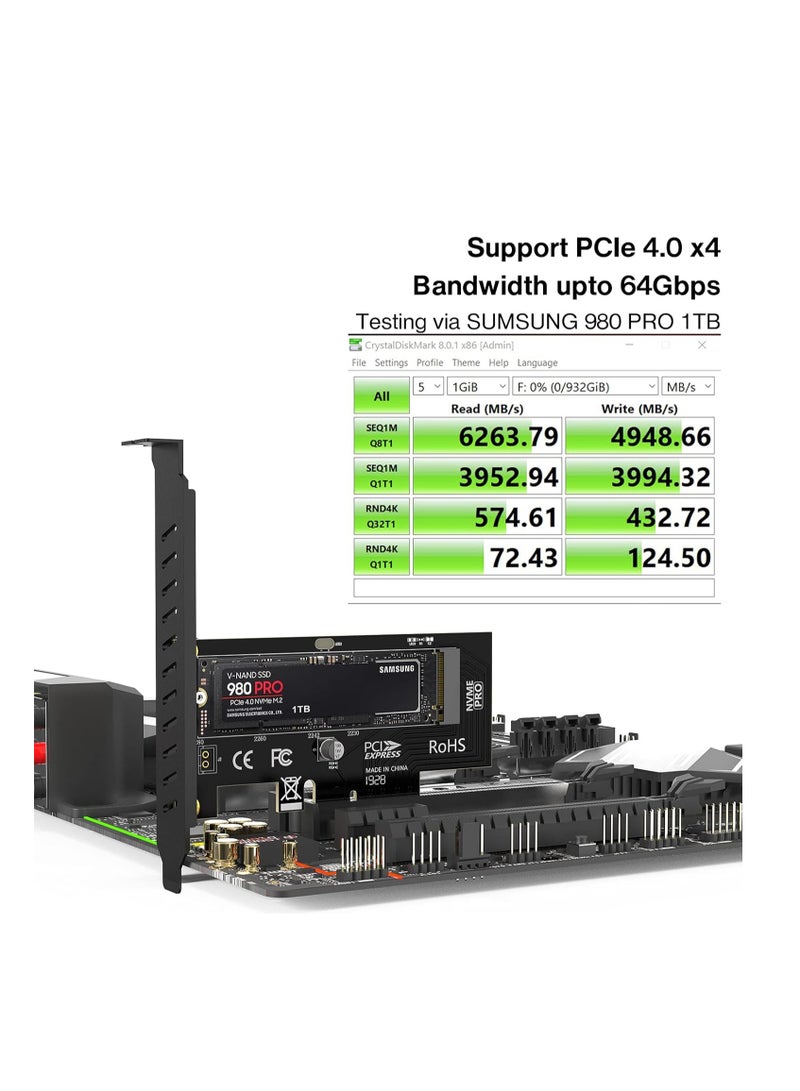 M.2 NVMe SSD to PCIe 4.0 Adapter Card with Heatsink  - Image 2