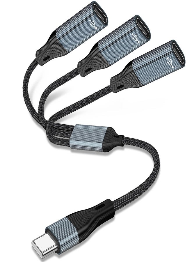 Azddur كابل محول USB C إلى 3 USB C أنثوي موزع سماعات OTG مع نقل البيانات متوافق مع iPad Pro و iPad Air 6/5 و MacBook و iPhone 16/15/15Pro و Galaxy S24/S23 - Image 1