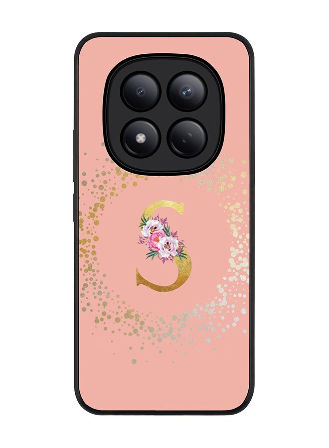 For Xiaomi Redmi Note 15 Pro 4G Case,Slim fit Camera Protection, Shockproof Thin Phone cover  - Custom Monogram Floral - S  (Rose Pink )