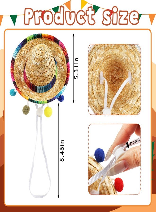 Glodecart Sombrero Cat Hat for Cats Mexican Fiesta, Mini Sombrero Hat for Cat Cinco de Mayo Party Supplies Funny Sombrero Mexican Style Hats Headwear for Small Puppy Cats Costume Cute Sombrero - Image 2