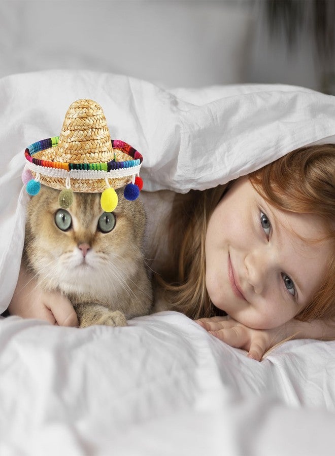 Glodecart Sombrero Cat Hat for Cats Mexican Fiesta, Mini Sombrero Hat for Cat Cinco de Mayo Party Supplies Funny Sombrero Mexican Style Hats Headwear for Small Puppy Cats Costume Cute Sombrero - Image 4