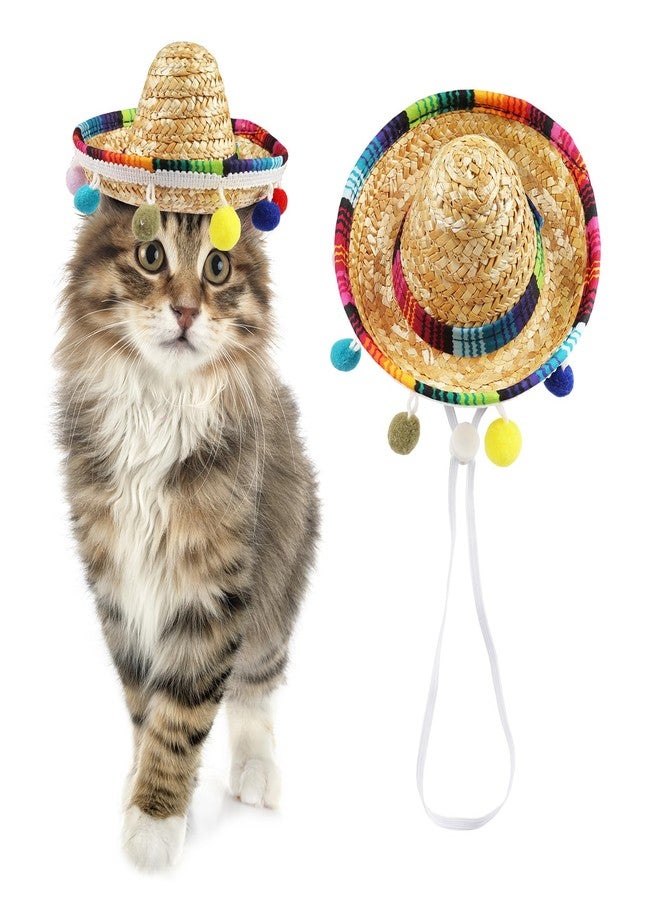 Glodecart Sombrero Cat Hat for Cats Mexican Fiesta, Mini Sombrero Hat for Cat Cinco de Mayo Party Supplies Funny Sombrero Mexican Style Hats Headwear for Small Puppy Cats Costume Cute Sombrero - Image 1