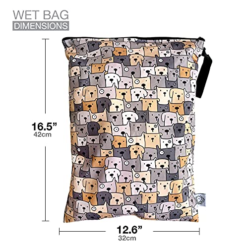 FLOCK THREE Washable and Reusable Wet Bag Diaper Bag Water Resistant Swimming Bag Travel Toiletries Pouch Yoga Gym Bag Cute Pugs 12.6'' x 16.5'' - Image 2