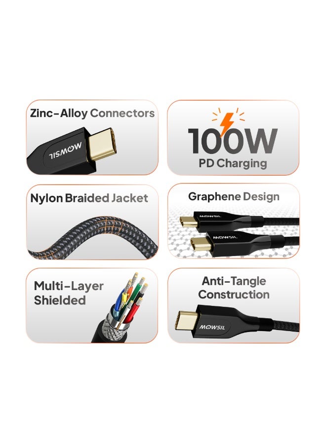 Mowsil USB-C to USB-C 100W PD Fast Charging Cable, 1M - Image 3