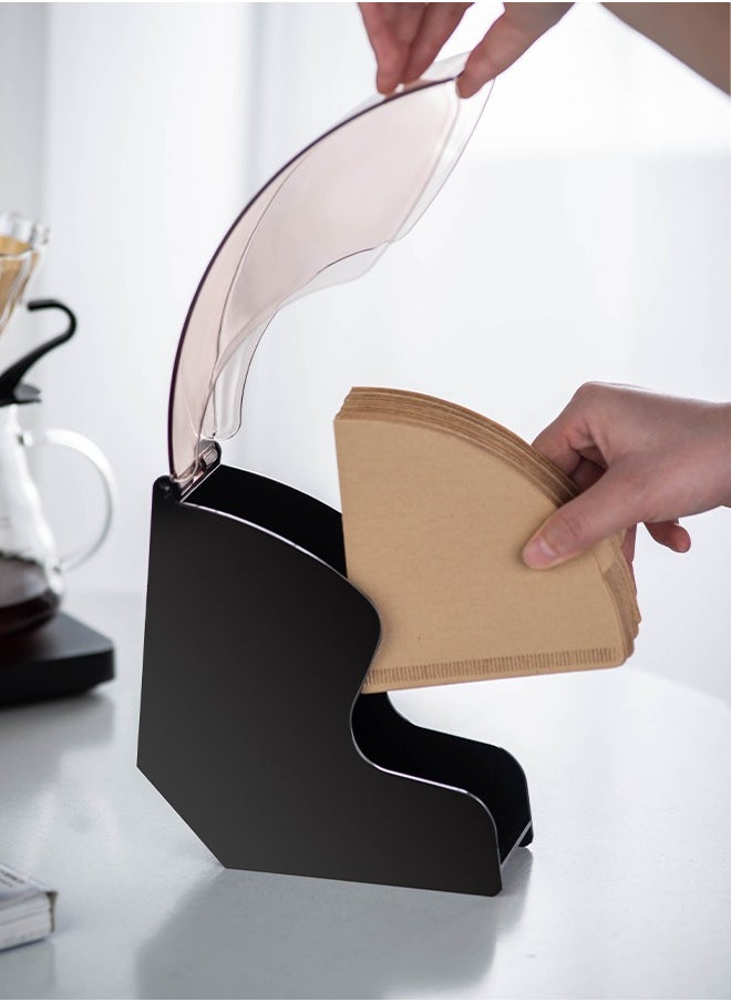 Coffee Filter Holder, Coffee Filter Storage with Dustproof Cover, Coffee Filter Paper Dispenser Rack, Coffee Filter Box for Coffee Shop, Home, Office, Capacity of 200 pcs V60 and Cone Coffee Filters