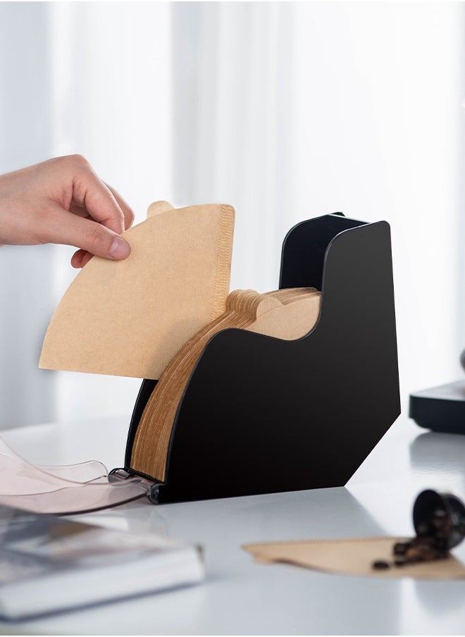 Coffee Filter Holder, Coffee Filter Storage with Dustproof Cover, Coffee Filter Paper Dispenser Rack, Coffee Filter Box for Coffee Shop, Home, Office, Capacity of 200 pcs V60 and Cone Coffee Filters