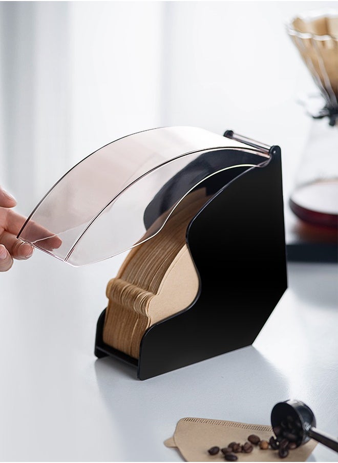 Coffee Filter Holder, Coffee Filter Storage with Dustproof Cover, Coffee Filter Paper Dispenser Rack, Coffee Filter Box for Coffee Shop, Home, Office, Capacity of 200 pcs V60 and Cone Coffee Filters