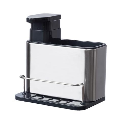 WSKC Soap Dispenser with Sponge Holder and Brush Holder, Kitchen Dish Soap Pump Sink Caddy for Countertop, Stainless Steel - Image 1