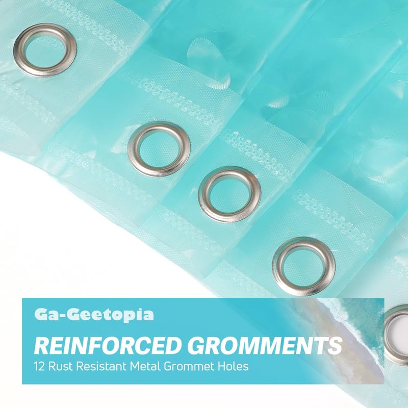 Ga-Geetopia EVA Teal Thin Shower Curtain Liner, Pebble Pattern 72x72 Inch Lightweight Plastic Bathroom Shower Showroom Inner Curtain with Rustproof Metal Grommets and Weighted Magnets(NO Hooks) - Image 2