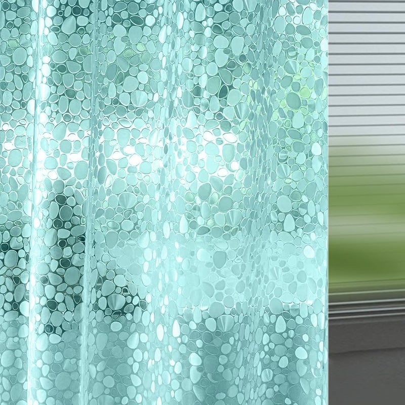 Ga-Geetopia EVA Teal Thin Shower Curtain Liner, Pebble Pattern 72x72 Inch Lightweight Plastic Bathroom Shower Showroom Inner Curtain with Rustproof Metal Grommets and Weighted Magnets(NO Hooks) - Image 1