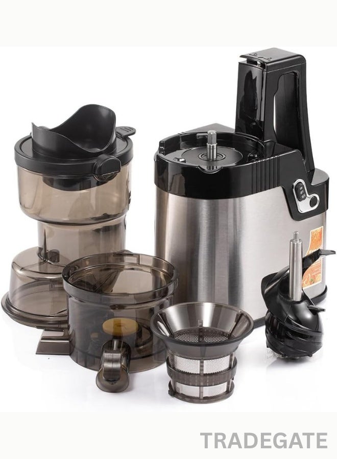 TRADEGATE Slow Juicer, 250W, 80mm Wide Feed Chute, Stainless Steel, Multi-Purpose Juice Extractor with 200ml Capacity - Image 2