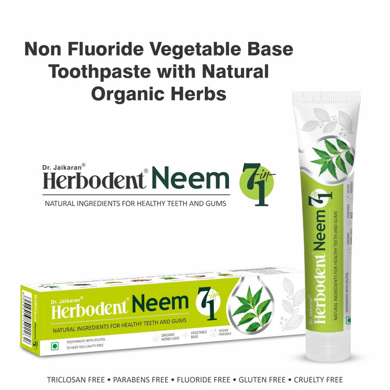Herbodent® NEEM 7 in 1 Toothpaste - BUY 1 GET 1 FREE - 100g x 2 | 6 organic Herbs - Neem, Black Seed & Xylitol for Anti Cavity, Cardamom & Mint for taste & freshness and Baking Soda for deep cleaning - Image 4
