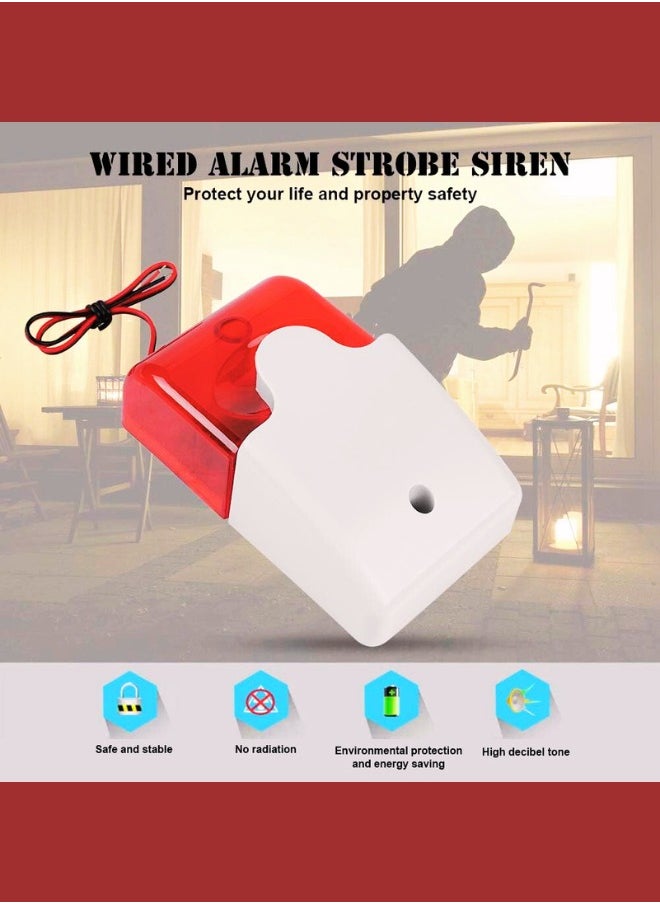 Generic - Wired Strobe Siren Red Light Sound Flash Buzzer Siren DC9 to 12V Home Security Alarm System Electric Security Siren 110dB - Image 1