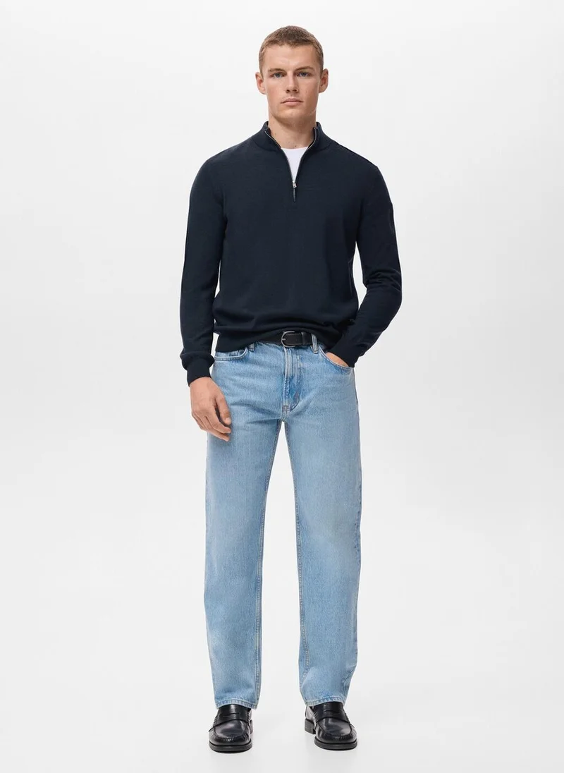 Mango Man  100% Merino Wool Perkins Neck Sweater for Men | Best Price UAE