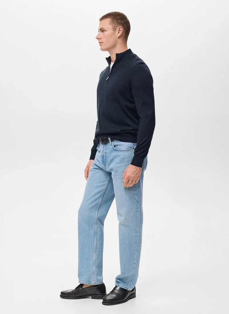 Mango Man  100% Merino Wool Perkins Neck Sweater for Men | Best Price UAE