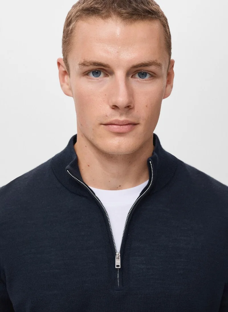 Mango Man  100% Merino Wool Perkins Neck Sweater for Men | Best Price UAE