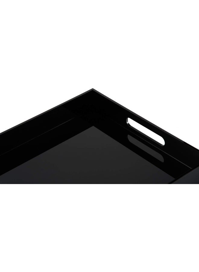 TPGP Glossy Black Sturdy Acrylic Serving Tray with Handles-10x10Inch-Serving Coffee,Food,Breakfast,Butler-Kitchen Countertop Tray-Makeup Drawer Organizer-Vanity Table,Ottoman Tray-Decorative Tray - Image 2