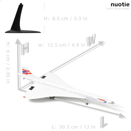 NUOTIE 1/200 Concorde Airplane Model Diecast Metal Aircraft Model Kit Simulation Display Aircraft Model Two Versions Available for Display Collections or Gift (1/200 British Airways) - Image 2