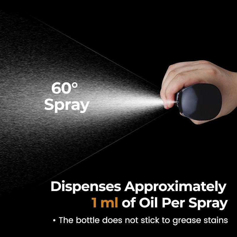 PEIPU Oil Sprayer for Cooking-7.5oz/220ml Glass Olive Oil Sprayer Mister, Kitchen Gadgets Accessories for Air Fryer,Canola Oil Spritzer,Widely Used for Salad Making,Baking,Frying,BBQ (Black) - Image 3