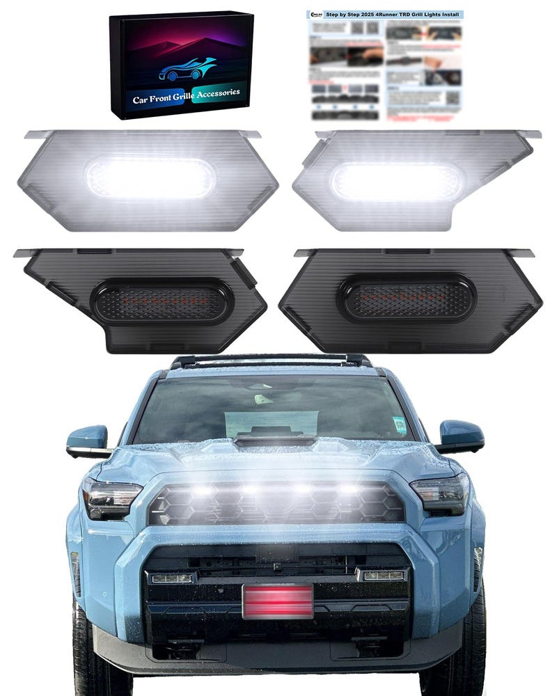OKLSG Front Bumper LED Grill Lights for 2025 2026 Toyota 4Runner TRD Sport and TRD OffRoad Raptor Marker Lights Bars 6th Gen 4Runner Exterior Accessories (White) - Image 1