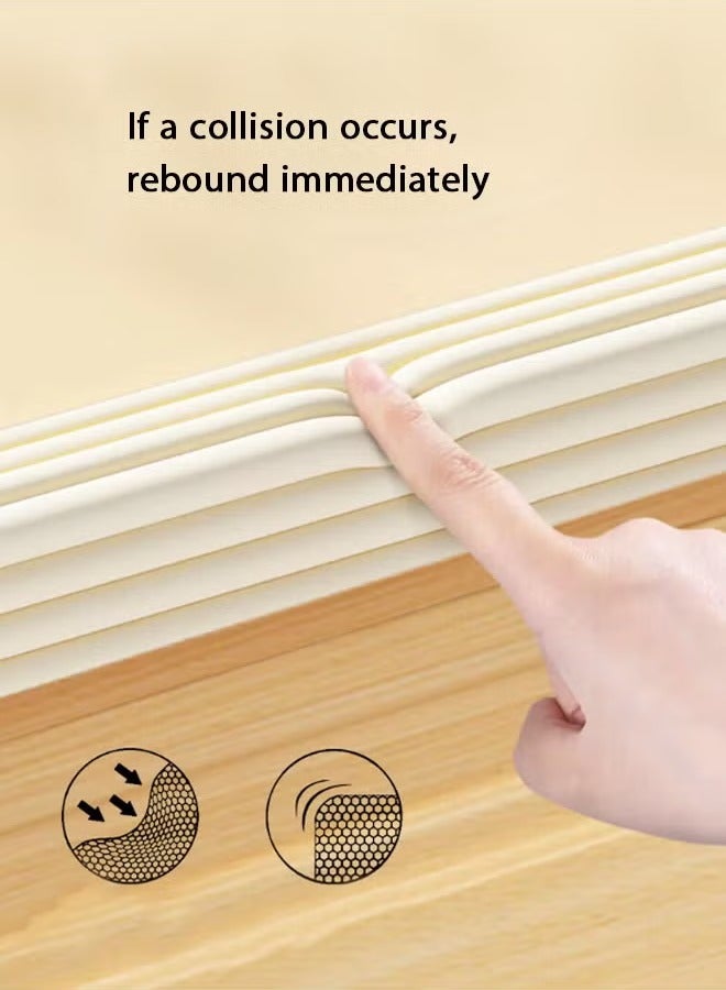 4PCS Foam Safety Strips for Baby Kid, Foam Safety Strips, Edge Protectors, Foam Safety Strips, Self Adhesive Edge Protector, W-Type Children's Anti Collision Strip, 2M Safety Edge Protection Strip, Edge Corner Guards Foam Roll, Children Anti Collision Strip, Extra Thick Foam Strip for Table Wall Corner with Double Side Tape (White) - Image 5