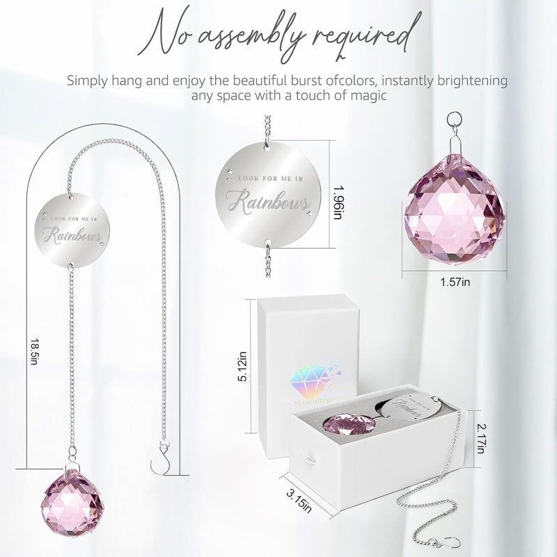 Mooncraftlogy Memorial Gifts for Loss of Loved One, Unique Sympathy Gift Idea Pink Crystal Ball Window Suncatcher, Rainbow Bereavement Grief Gift Box for Loss of Mom Dad Husband Son Daughter - Image 5