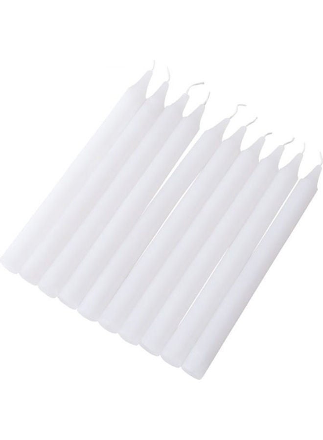 HOMESTAR 10 Pack White Taper Candles Dripless, Smokeless & Unscented - 8 Hours Long Burning - Hand Poured Tall Candlesticks - Ideal for Weddings, Dinner Parties, and Home Decor - Image 1
