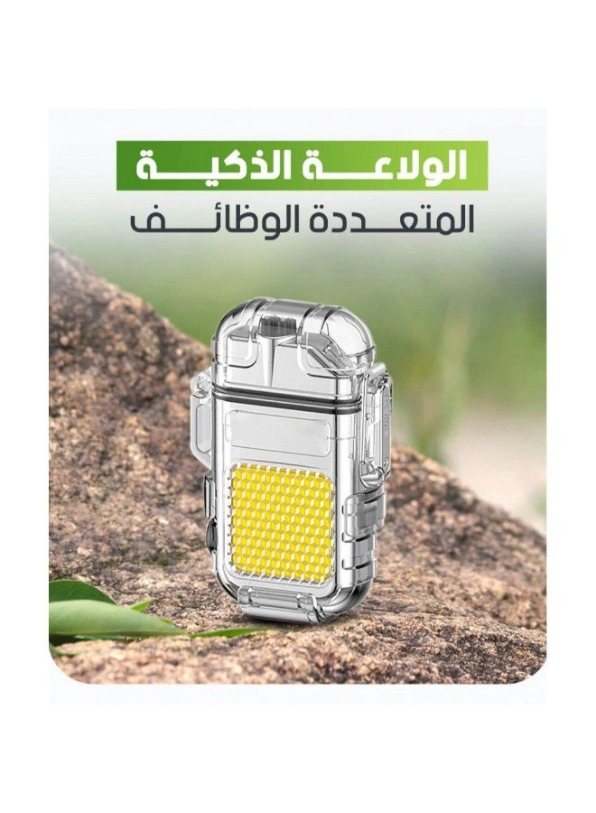 This unique flashlight and electronic lighter features a powerful 120-lumen light with three brightness levels. It comes with a Type-C charger and can be charged via a car cigarette lighter socket, portable charger, or laptop. Charging time is 1 to 1.5 hours. - Image 5