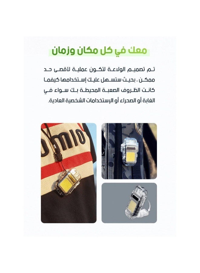 This unique flashlight and electronic lighter features a powerful 120-lumen light with three brightness levels. It comes with a Type-C charger and can be charged via a car cigarette lighter socket, portable charger, or laptop. Charging time is 1 to 1.5 hours. - Image 4