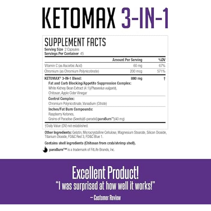 NDS Nutrition Keto-Max Advanced 3-in-1 - Keto Pills for Fat Loss Support Carb Blocker Appetite Suppressant - White Kidney Bean, Chitosan, Raspberry Ketones, and Vanadium (90 Capsules) - Image 2