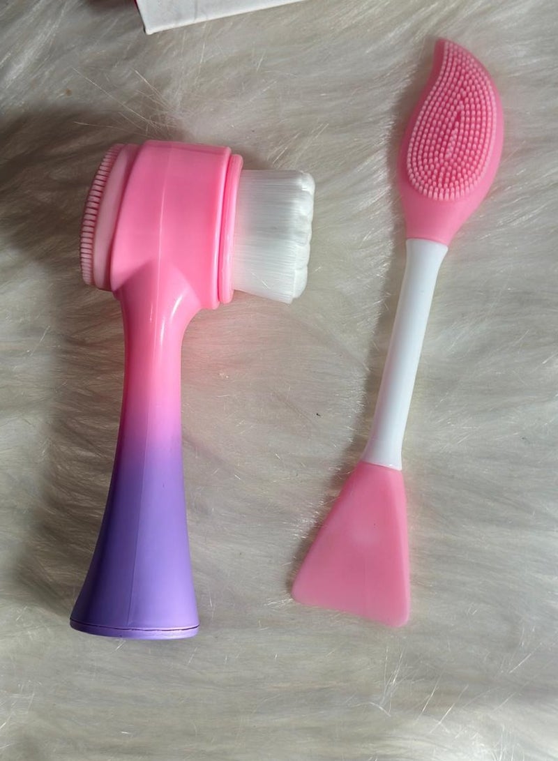 Generic maya accessories face Brush - Manual Facial Cleansing, 1Pcs Double Side Skin Care Facial Cleaning Brush,with Silicone Face Mask Brush And Mud Mask Applicator (2PCS) - Image 1